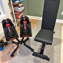 Adjustable/dumbbells, rack/ bench