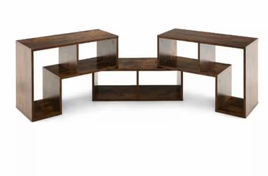 3-Piece Convertible TV Stand for Up to 65 inch TVs-Rustic Brown