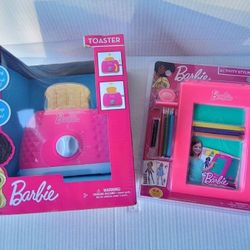 Barbie Brand New Kitchen Kids Size Toaster And Barbie Sketch Play Set 