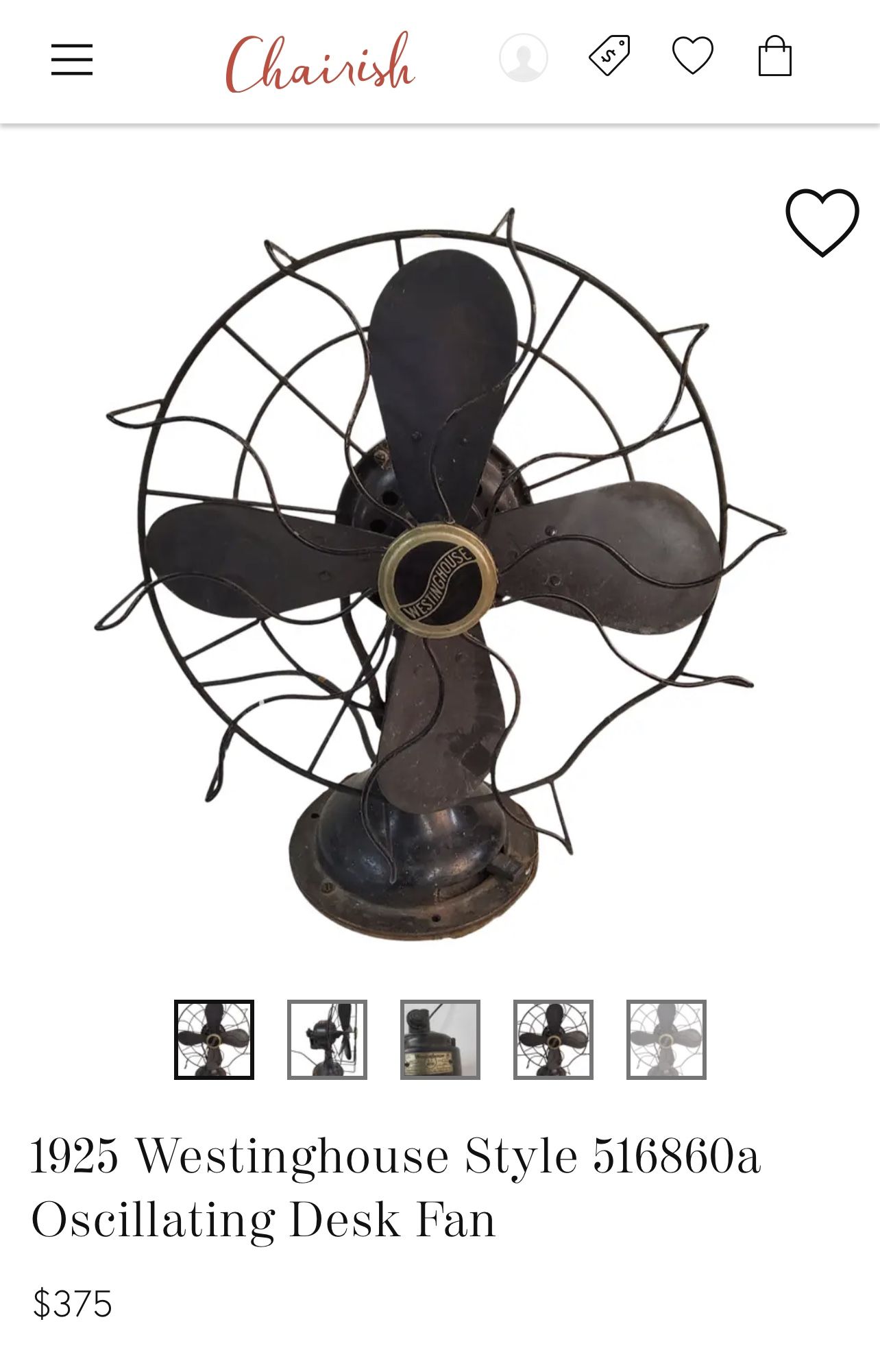 Circa 1925 12" Westinghouse Oscillating Desk Fan. 