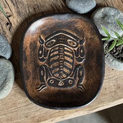Vintage 1960 Mid-Century Haida Frog Dish From British Columbia By Ruth Meechan 