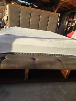 Cal king bed with bench