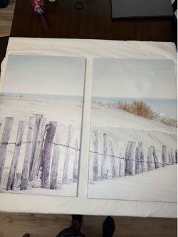 Set of 2 Beach Fence Seascape Prints