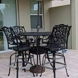 Bronze 5 PC patio set w/umbrella