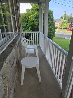 Plastic double chair and table