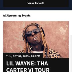 2 Lil Wayne Tickets And Parking Ticket (West Palm)