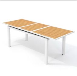 Patio Aluminum Brown Outdoor Dining Table with Extension
