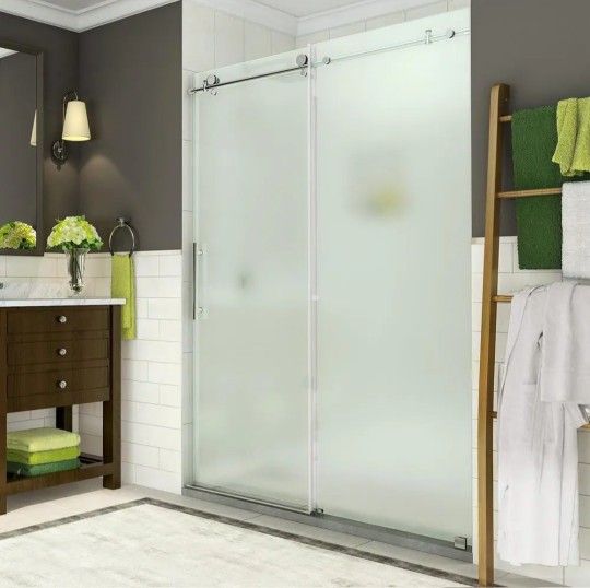 Aston
Coraline 44 - 48 in. x 76 in. Completely Frameless Sliding Shower Door w/ Frosted Glass in Brushed Stainless Steel