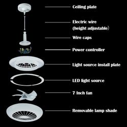 Modern Black White Ceiling Fan with Lights Remote Control 5 Blades Small Ceiling Fann 3 speed