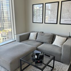 Gray Couch With Ottoman