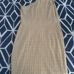 Brown/Beige One Shoulder Dres