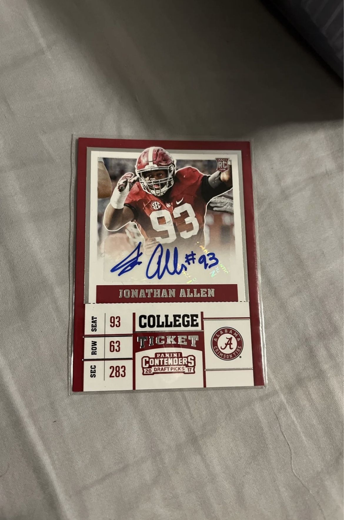 Jonathan Allen Autographed Contenders Card