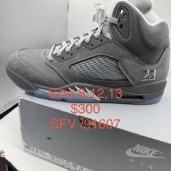 Air Jordan 5  Wolf Grey in SFV  sz 8,12,13