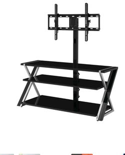 Glass 3 tier tv stand with mount up to 70 inch tv