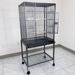 Brand New $90 Large 53” Tall Bird Cage 24x17x53” with Rolling Stand and Plastic tray 