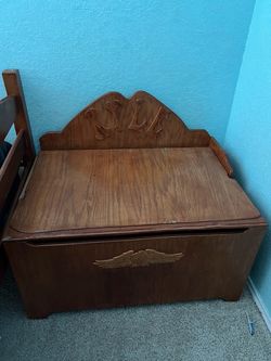 Handcrafted solid oak toy box