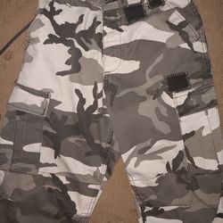 Patched Grey Camo Cargo Pants