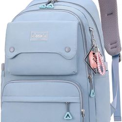 JiaYou Teen Girls Casual Backpack High Middle School Daypack Women Daily Travel Laptop Bag (1# Blue, 26 Liters)