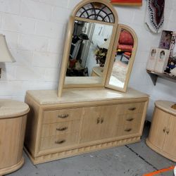 Four Piece Blonde Wood Tone Marble Top Bedroom Set by Thomasville for sale


