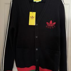 GG Unisex Logo Black Cotton Cardigan