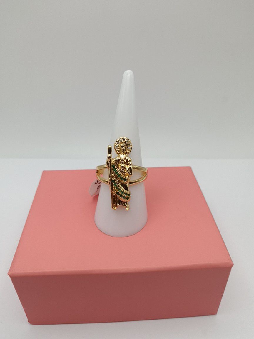 Saint Jude Thaddeus  Ring For Women #9  14 K Gold Plated 