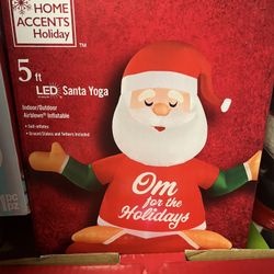 5 ft. Yoga Santa Claus Inflatable Zen Meditative Holiday Christmas Yard Decor
