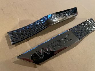 OEM 15-21 Subaru WRX Side Fender Badges Emblems Set Chrome Logo **1 Broken Tab