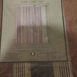 Winchester Collection Shower Curtain Cotton Denim Look Stripe 72x72" NOS