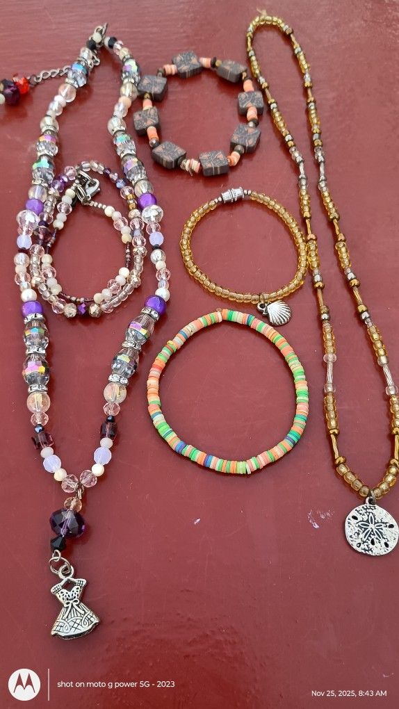 Lot of Jewelry ,, Princess And Sea Shell Necklace, Seashell Bracelet, Popular Bracelet, 2 Princess Bracelet all for $8