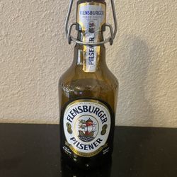 EMPTY BOTTLE OF FLENSBURGER PILSENER CERAMIC TOP - 11.2 FL. OZ. FOR ONLY $4.00