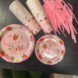 Assorted Berry First Birthday Plates And Cups