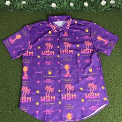 Worlds Strongest Man Retro Myrtle Beach Button Up Shirt WSM Competition M Purple
