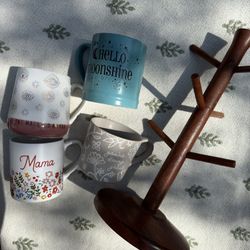 Coffee Mugs + Holder