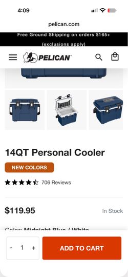 Pelican cooler with utensil tray on top and cooler pack holder under lid