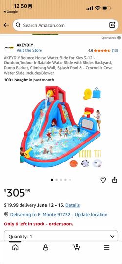 AKEYDIY Bounce House Water Slide for Kids 3-12 - Outdoor/Indoor Inflatable Water Slide with Slides Backyard, Dump Bucket, Climbing Wall, Splash Pool &
