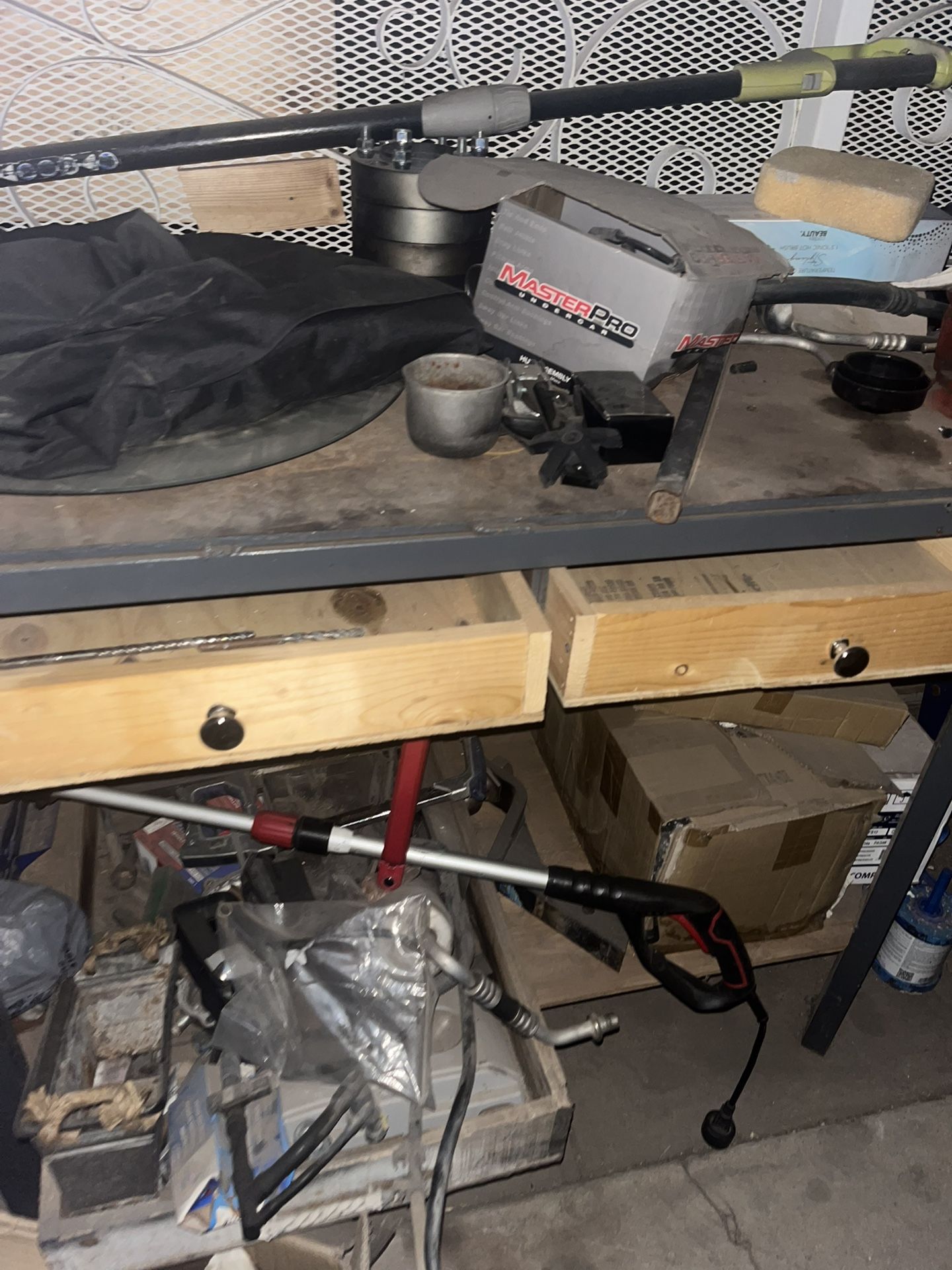 Wooden And Metal Work Shop Table