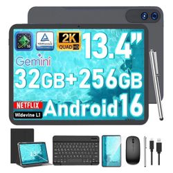 Gemini Android 13.4" Android Tablet Bundle with Keyboard and Mouse 32GB RAM 256GB