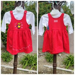 Vtg Disney Little Girls Toddler Winnie The Pooh Embroidered Dress