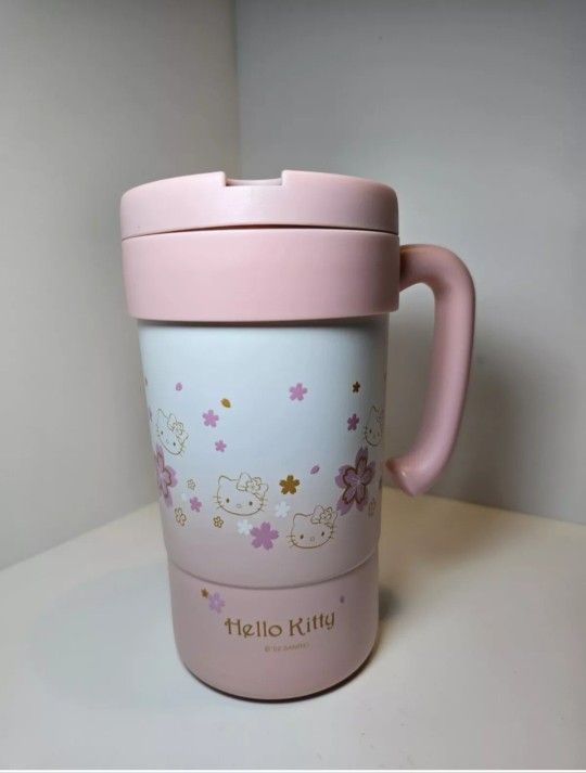 Hello Kitty Stainless Steel Insulated Cup with Lid, Straw & Stir Stick, 580ml.