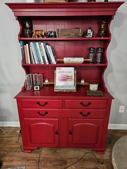 Red antique hutch