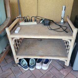 Rolling rattan/wicker bar cart