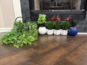 Faux Plant Collection with Decorative Pots