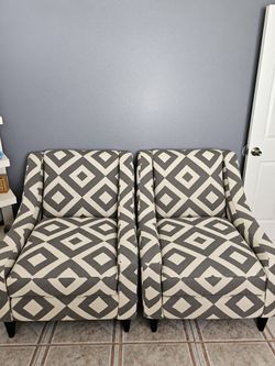2 Geometric Pattern Modern Accent Chairs