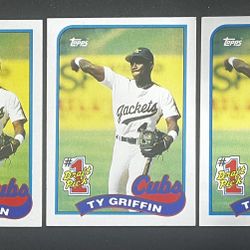 1989 Topps Rookie Lot – Ty Griffin x3 – 3 Prospect Cards