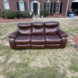 Brown leather reclining