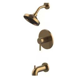 allen + roth Harlow Brushed Brass 1-handle Single Function Round Bathtub and Shower Faucet Valve Included