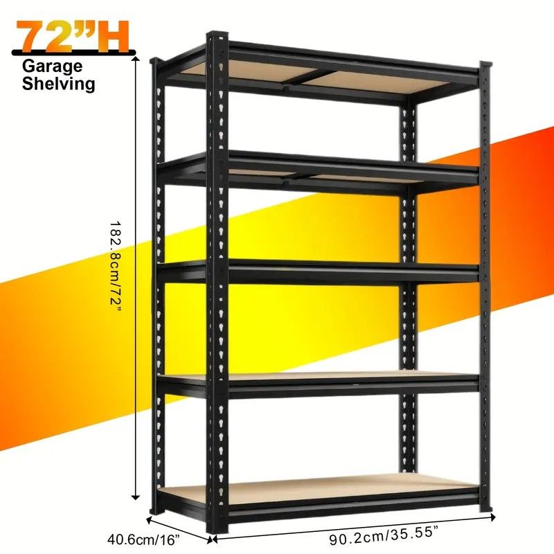 Heavy Duty 5 Tier 2000LBS Metal Shelving Units | 72"H Garage Shelving Storage Shelves, Adjustable Metal 