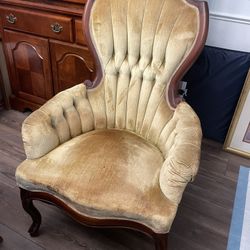 Antique Victorian Chair Carved Roses