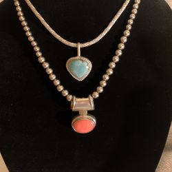 Turquoise And Coral Necklaces 