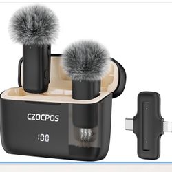 Wireless Lavalier Microphone for iPhone iPad Android with Charging Case,Lapel Mic with Noise Reduction,36H Battery Life, 135ft Range, Mini Microphone 